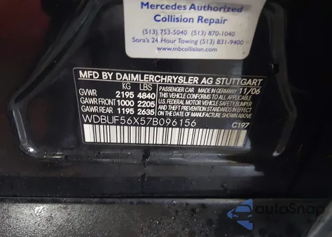 2007 Mercedes-Benz E 350 из США, поврежденный, VIN WDBUF56X57B096156